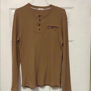NWOT Men's Brown H2H Men’s Large long Sleeve Henley Shirt never worn